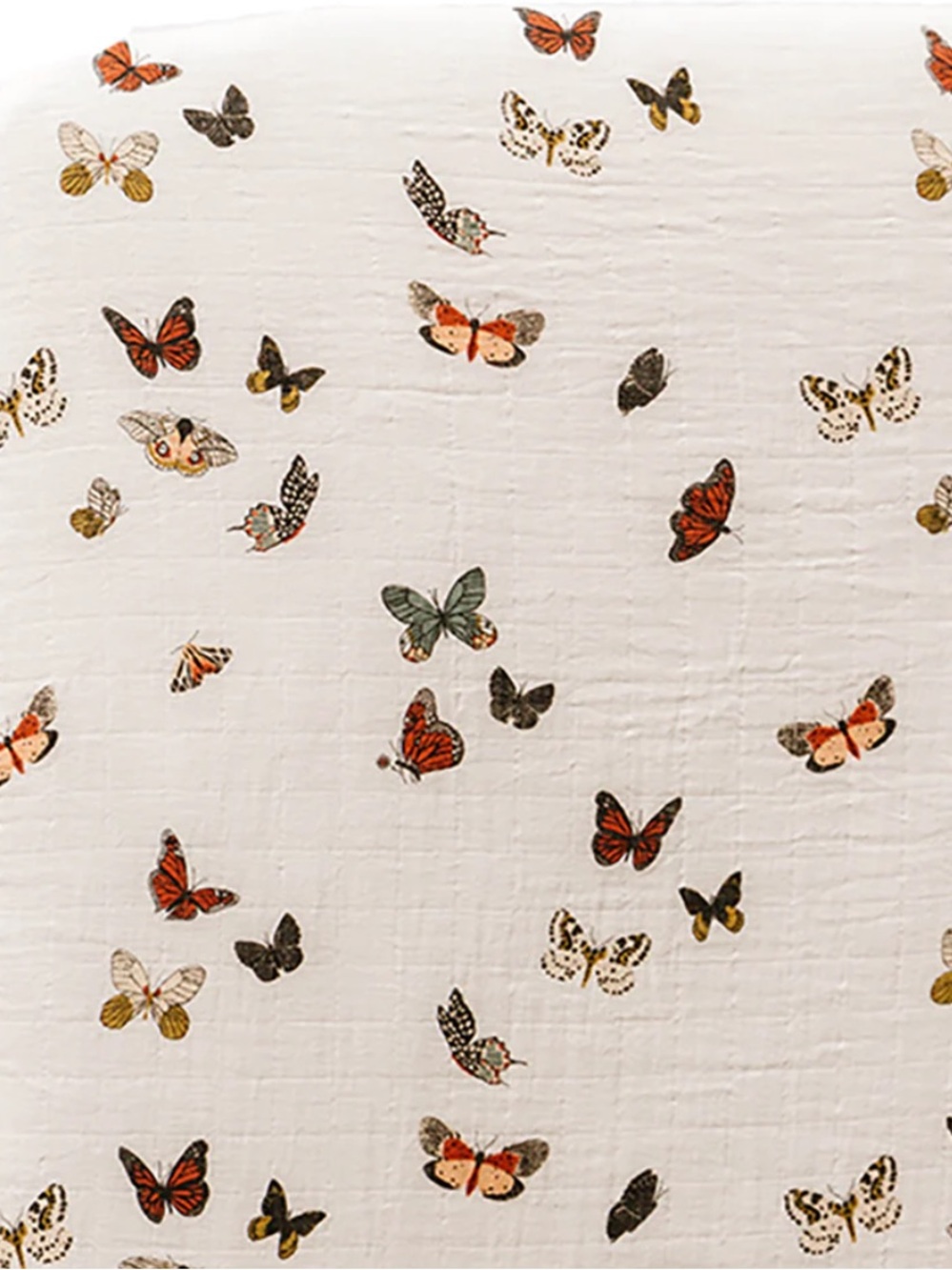 Butterfly Print White Muslin Pottery Barn Crib Sheet